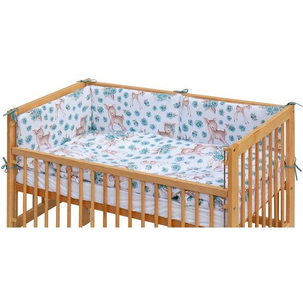 SCARLETT POSTÝLKA 120X60CM S KOMPLETNÍ VÝBAVOU SCARLETT SRNEČEK TYRKYSOVÁ - DŘEVĚNÉ POSTÝLKY - SPINKÁNÍ