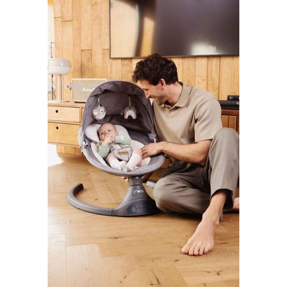 MOMI ELEKTRICKÁ HOUPAČKA KENANI SVĚTLE ŠEDÁ - LEHÁTKA A HOUPADLA - SPINKÁNÍ