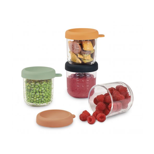 BEABA KELÍMKY NA JÍDLO SKLENĚNÉ 4X 250 ML SUNRISE - USKLADNĚNÍ JÍDLA - KRMENÍ