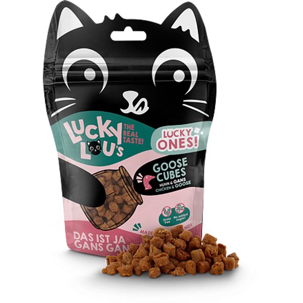 LUCKY LOU LUCKY LOU LUCKY ONES CUBES KUŘECÍ A HUSA 80 G - KAPSIČKY PRO KOČKY - CHOVATELSKÉ POTŘEBY MALVÍKZOO