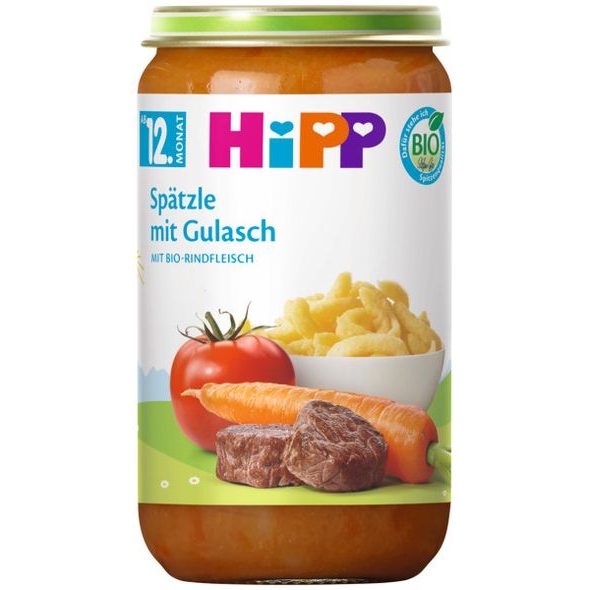 HIPP BIO ŠPECLE A GULÁŠ 250 G - MASO/ZELENINA - KRMENÍ