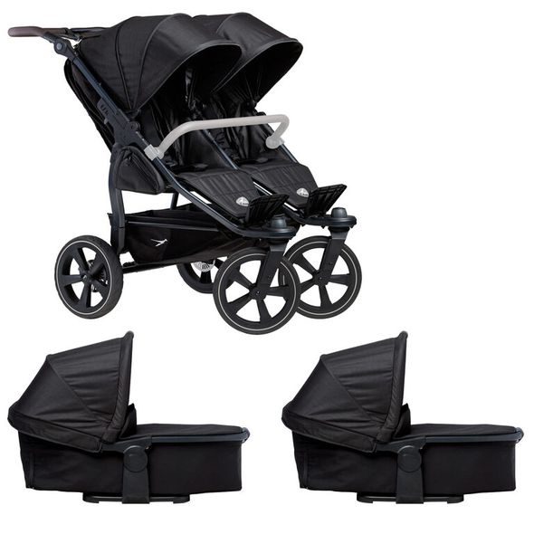 TFK TFK SET DUO2 FRAME 2025 - AIR CHAMBER WHEEL + CARRYCOT + SEAT BLACK - KOČÁRKY PRO DVOJČATA - KOČÁRKY A PŘÍSLUŠENSTVÍ