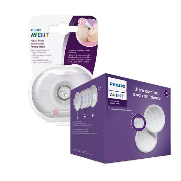 PHILIPS AVENT CHRÁNIČ BRADAVEK - MEDIUM 2 KS + STER.KRABIČKA + PRSNÍ VLOŽKY JEDNORÁZOVÉ 60 KS - CHRÁNIČE A TVAROVAČE BRADAVEK - PRO MAMINKY