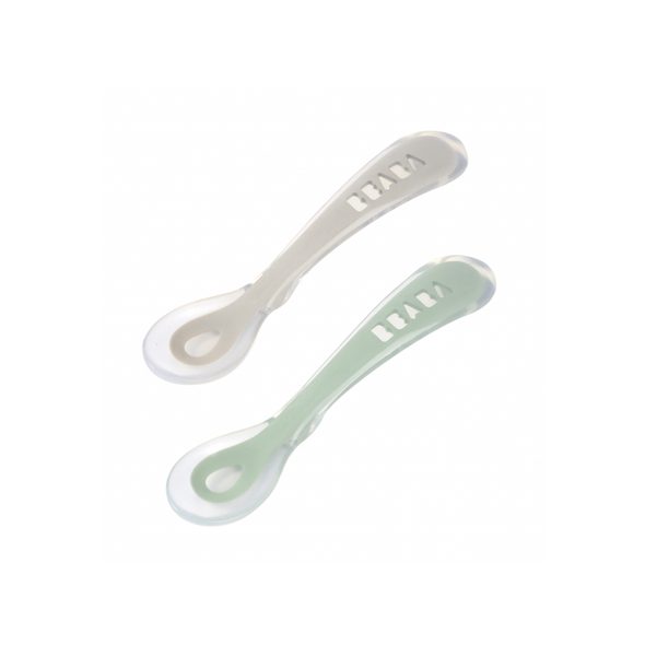 BEABA LŽIČKA SILIKONOVÁ 2KS S POUZDREM GREEN - LŽIČKY A PŘÍBORY - KRMENÍ
