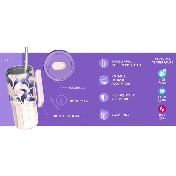 QUOKKA NEREZOVÝ TERMOHRNEK S BRČKEM UMI LAVENDER 720 ML - TERMOOBALY A TERMOSKY - KRMENÍ