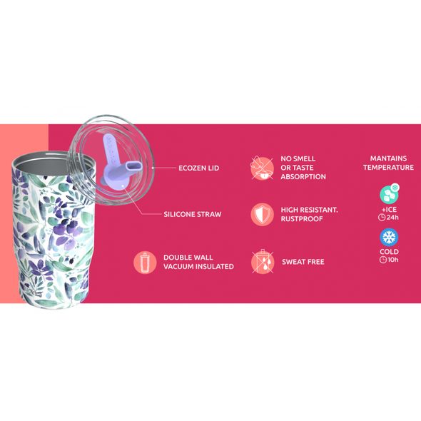 QUOKKA NEREZOVÝ TERMOHRNEK S BRČKEM MIST PEACH PETALS 720 ML - TERMOOBALY A TERMOSKY - KRMENÍ