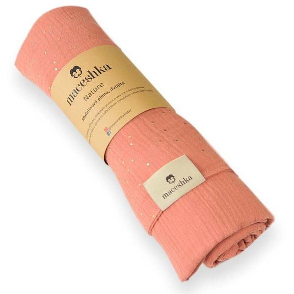 MACESHKA MUŠELÍNOVÁ PLENA NATURE SE ZLATÝM PUNTÍKEM - ZAVINOVACÍ PLENY / OSUŠKY VELKÉ - PŘEBALOVÁNÍ