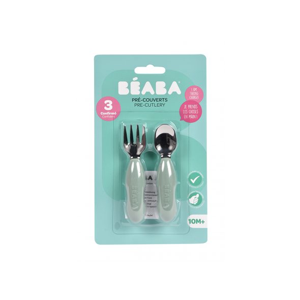 BEABA PRVNÍ TRÉNOVACÍ PŘÍBOR 2-DÍLNÝ SAGE GREEN - LŽIČKY A PŘÍBORY - KRMENÍ