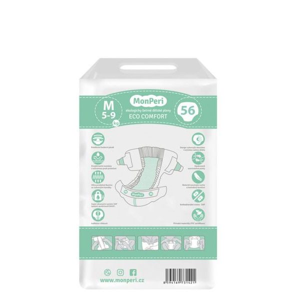 MONPERI ECO COMFORT M 5-9 KG - 56 KS EKO JEDNORÁZOVÉ DĚTSKÉ PLENKY (VELIKOST 3) - JEDNORÁZOVÉ PLENY - PŘEBALOVÁNÍ