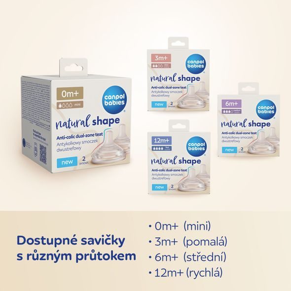 CANPOL BABIES SAVIČKA K LAHVI NATURAL SHAPE 0M+ 2KS - SAVIČKY A PÍTKA - KRMENÍ