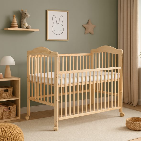 SCARLETT DĚTSKÁ POSTÝLKA SCARLETT ALEK - PŘÍRODNÍ (BOROVICE) - STAHOVACÍ BOČNICE - 120 X 60 CM - DŘEVĚNÉ POSTÝLKY - SPINKÁNÍ