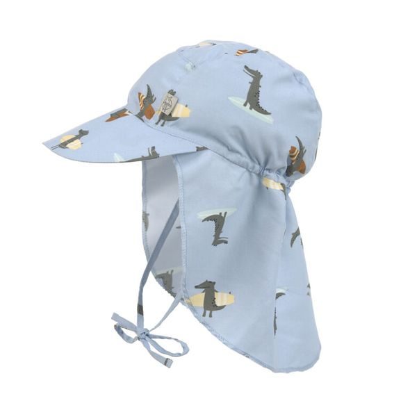 LÄSSIG SPLASH SUN PROTECTION FLAP HAT CROCODILE SKY BLUE 19-36 MO. - ČEPIČKY A KLOBOUČKY - PRO DĚTI