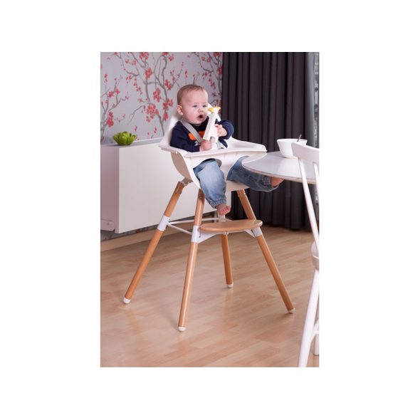 CHILDHOME ŽIDLIČKA 2V1 EVOLU 2 NATURAL / WHITE - JÍDELNÍ ŽIDLIČKY DŘEVĚNÉ - KRMENÍ