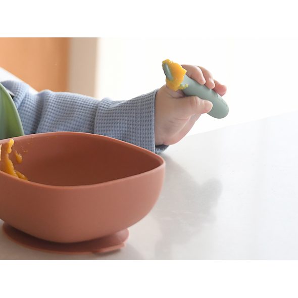 BEABA PRVNÍ TRÉNOVACÍ LŽIČKY SILIKONOVÉ SAGE GREEN / VELVET GREY - LŽIČKY A PŘÍBORY - KRMENÍ