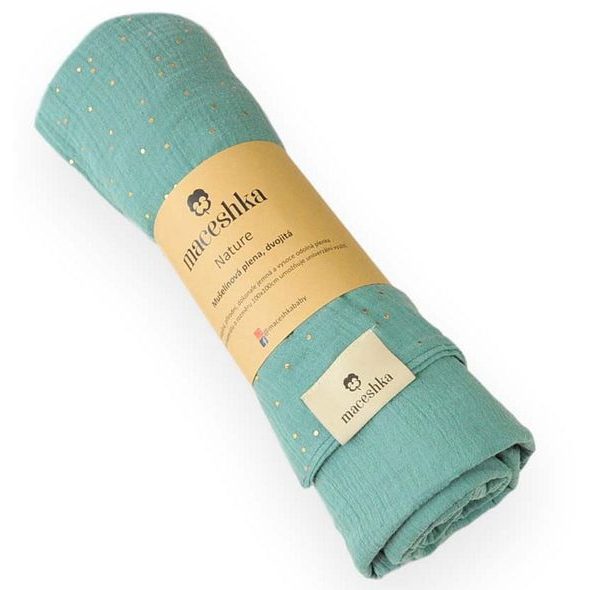 MACESHKA MUŠELÍNOVÁ PLENA NATURE SE ZLATÝM PUNTÍKEM - ZAVINOVACÍ PLENY / OSUŠKY VELKÉ - PŘEBALOVÁNÍ