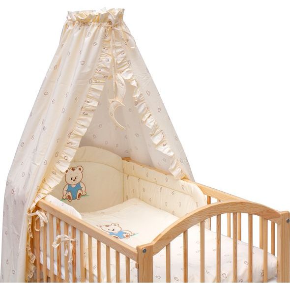 SCARLETT POSTÝLKA 120X60CM S KOMPLETNÍ VÝBAVOU SCARLETT MÉĎA BÉŽOVÁ - DŘEVĚNÉ POSTÝLKY - SPINKÁNÍ