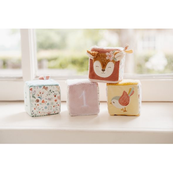 LITTLE DUTCH KOSTKY TEXTILNÍ 4 KS FAIRY GARDEN - CHRASTÍTKA - PRO DĚTI