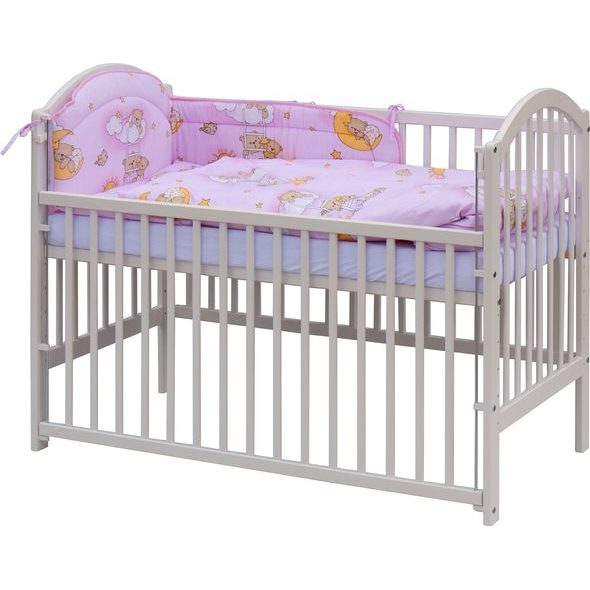 SCARLETT POSTÝLKA 120X60CM S KOMPLETNÍ VÝBAVOU MRÁČEK RŮŽOVÁ - DŘEVĚNÉ POSTÝLKY - SPINKÁNÍ