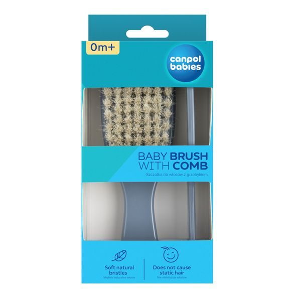 CANPOL BABIES HŘEBEN A KARTÁČ PŘÍRODNÍ MĚKKÝ GOLD MODRÝ - HŘEBÍNKY A KARTÁČKY - KOUPÁNÍ A ZDRAVÍ