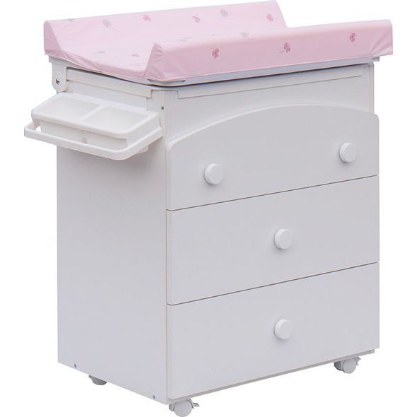 SCARLETT PŘEBALOVACÍ KOMODA S VANIČKOU VELA BÍLÁ S PŘEBALOVACÍ PODLOŽKOU SLON RŮŽOVÁ - PŘEBALOVACÍ KOMODY - PŘEBALOVÁNÍ