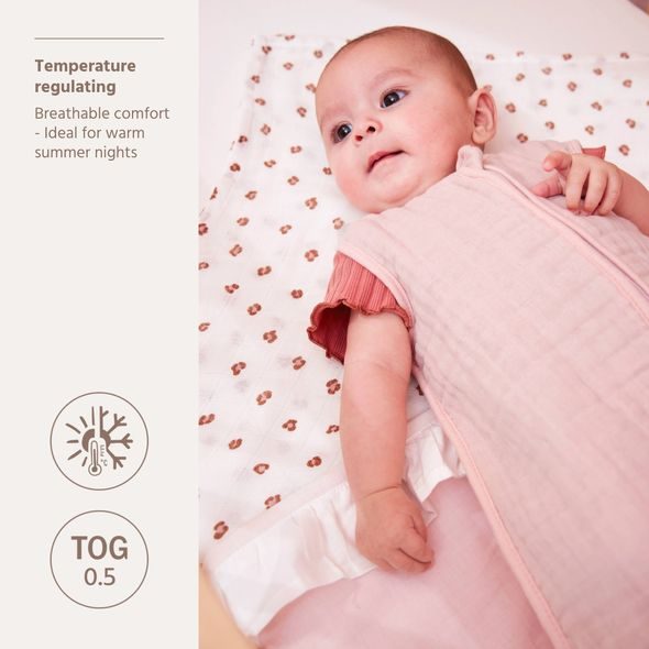 MEYCO LETNÍ MUŠELÍNOVÝ SPACÍ VAK 70 CM - SOFT PINK - SPACÍ PYTLE - SPINKÁNÍ