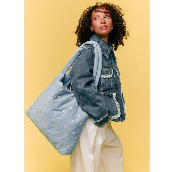 STUDIO NOOS DENIM MOM BAG | HEARTS LIGHT BLUE HEARTS - DOPLŇKY - PRO MAMINKY