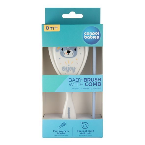 CANPOL BABIES HŘEBEN A KARTÁČ CUTE ANIMALS MODRÝ - HŘEBÍNKY A KARTÁČKY - KOUPÁNÍ A ZDRAVÍ