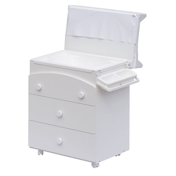 SCARLETT PŘEBALOVACÍ KOMODA S VANIČKOU VELA BÍLÁ S PŘEBALOVACÍ PODLOŽKOU SLON RŮŽOVÁ - PŘEBALOVACÍ KOMODY - PŘEBALOVÁNÍ