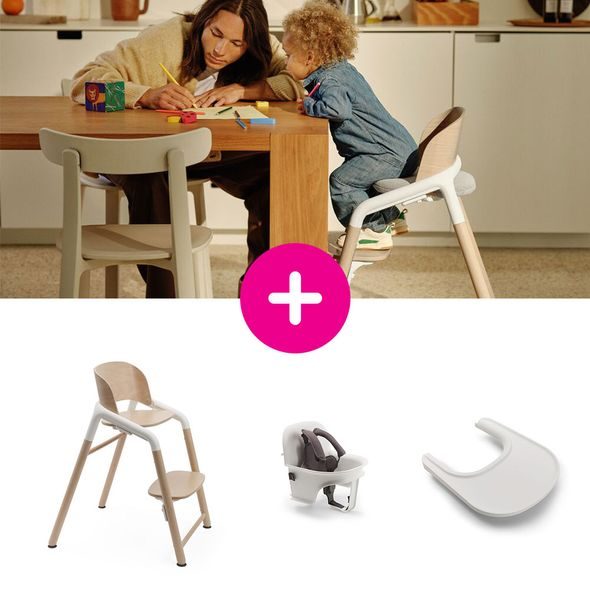 BUGABOO GIRAFFE SET ŽIDLIČKA + BABY SET + PULTÍK - JÍDELNÍ ŽIDLIČKY DŘEVĚNÉ - KRMENÍ
