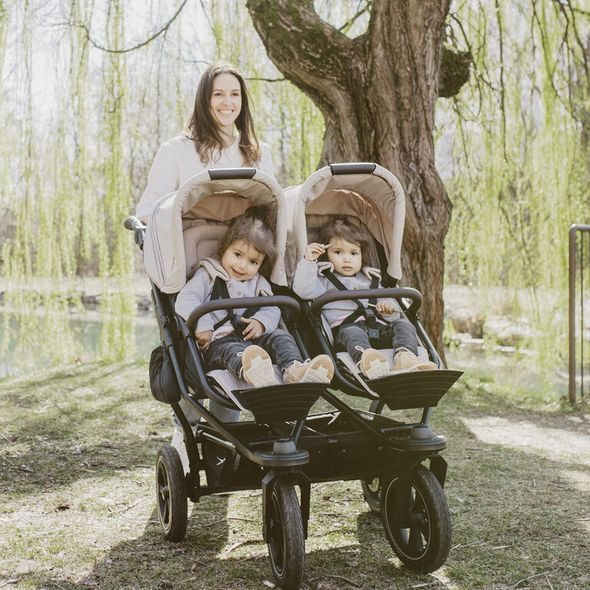 TFK TFK SET DUO2 FRAME 2025 - AIR WHEEL CARRYCOT + SEAT SAND - KOČÁRKY PRO DVOJČATA - KOČÁRKY A PŘÍSLUŠENSTVÍ