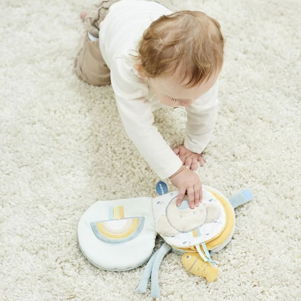 NATTOU KNÍŽKA PLYŠOVÁ VELRYBA SALLY S AKTIVITAMI 14 CM ROMEO, JULES & SALLY - KNÍŽKY PRO NEJMENŠÍ - PRO DĚTI