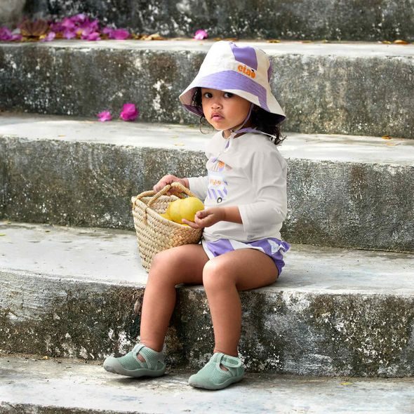 LÄSSIG PLENKOVÉ PLAVKY STRIPES PURPLE/SEA SALT 19-24 MĚSÍCŮ (VEL. 92) - UV OBLEČENÍ - PRO DĚTI