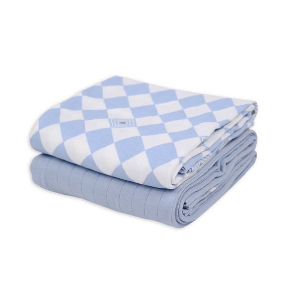 LODGER SWADDLER SOLID MATCHA 2BALENÍ 110 X 110 CM BLUE FOGG - LÁTKOVÉ PLENY ALL IN ONE - PŘEBALOVÁNÍ