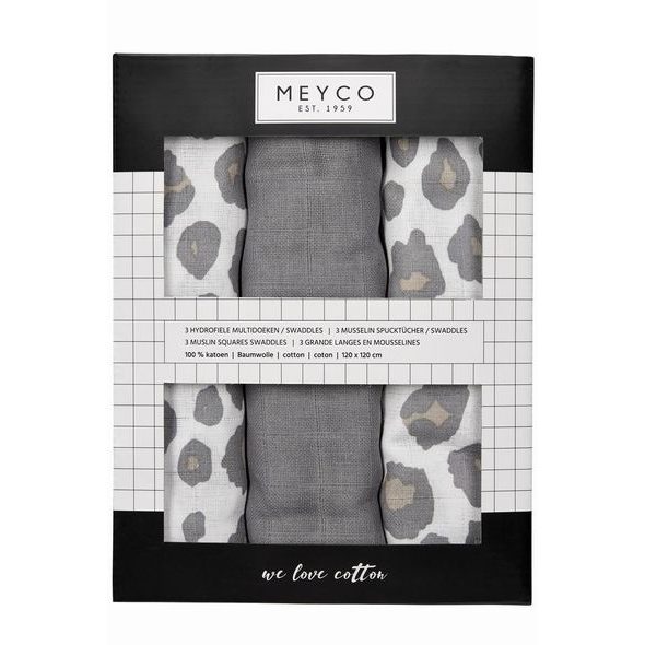 MEYCO PLENY 3-BALENÍ PANTHER NEUTRAL/UNI GREY/PANTHER NEUTRAL - ZAVINOVACÍ PLENY / OSUŠKY VELKÉ - PŘEBALOVÁNÍ