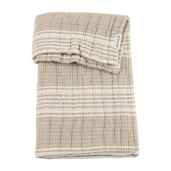 MEYCO DEKA Z PŘEDEPRANÉHO MUŠELÍNU A ŽAKÁRU 100X150 - STRIPE SAND - DĚTSKÉ DEKY PRO MIMINKA - SPINKÁNÍ