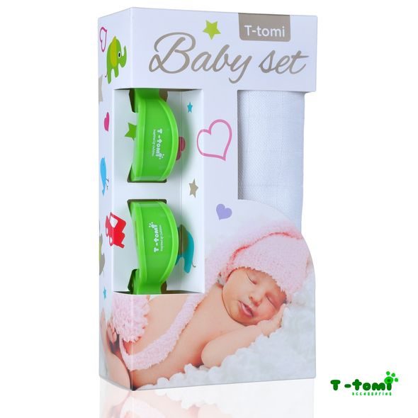 T-TOMI BABY SET BAMBUSOVÁ OSUŠKA BAREVNÁ + KOČÁRKOVÝ KOLÍČEK - ZAVINOVACÍ PLENY / OSUŠKY VELKÉ - VŠETKO NA PREBAĽOVANIE