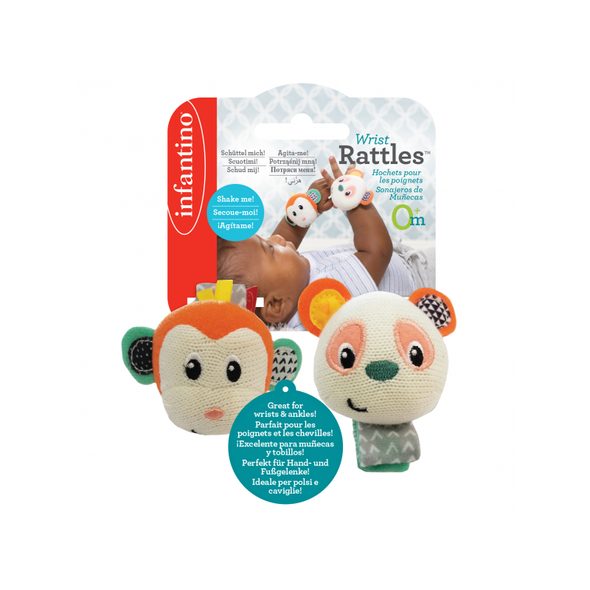 INFANTINO CHRASTÍTKA NA RUKU OPIČKA & PANDA - CHRASTÍTKA - PRO DĚTI