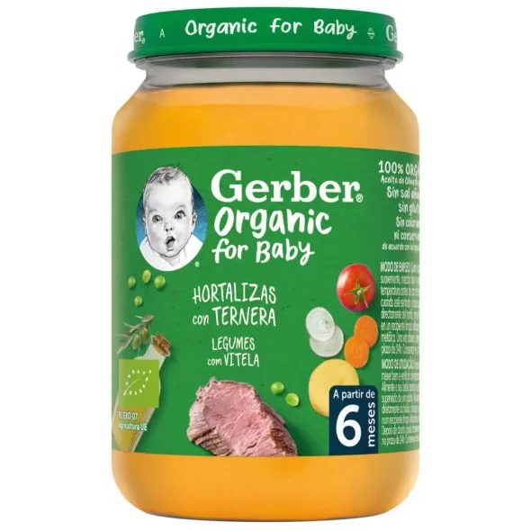 GERBER ORGANIC DĚTSKÝ PŘÍKRM ZELENINA S TELECÍM MASEM 190G - MASO/ZELENINA - KRMENÍ