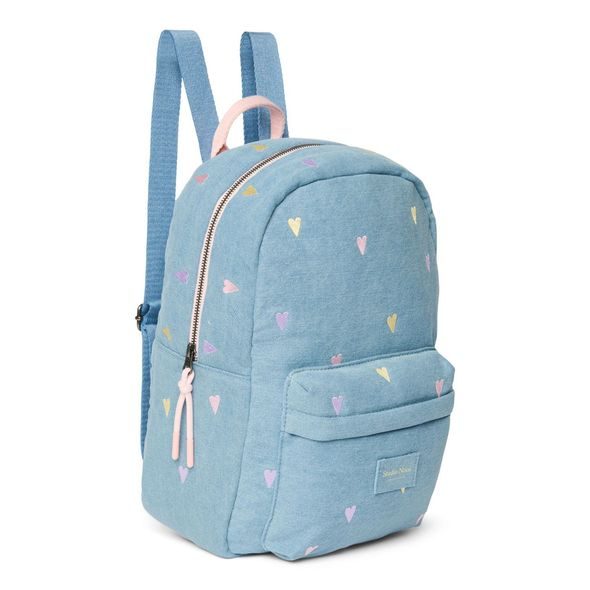 STUDIO NOOS DENIM MIDI BACKPACK - BATŮŽEK | HEARTS LIGHT BLUE HEARTS - BATOHY A TAŠKY - PRO DĚTI