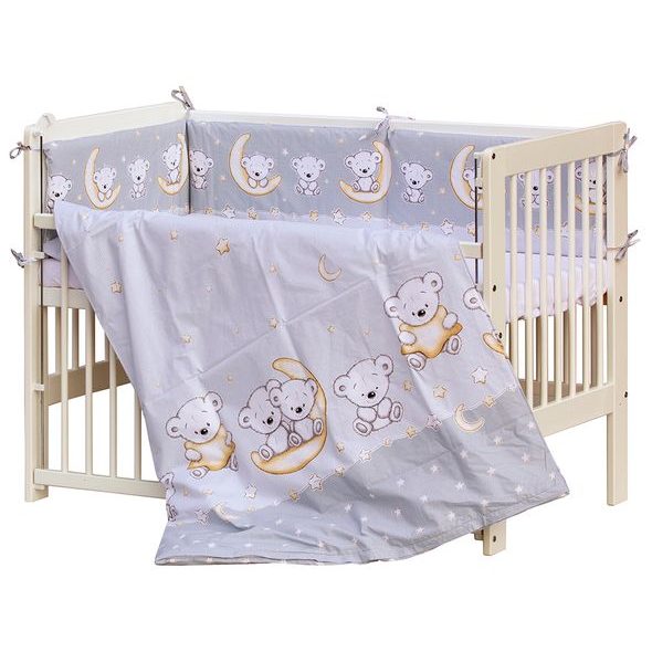 SCARLETT POSTÝLKA 120X60CM S KOMPLETNÍ VÝBAVOU TORO ŠEDÁ - DŘEVĚNÉ POSTÝLKY - SPINKÁNÍ