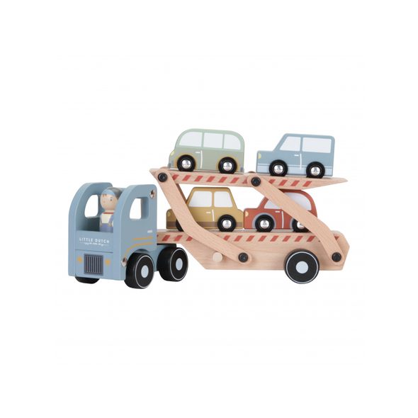 LITTLE DUTCH NÁKLAĎÁK S AUTÍČKY DŘEVĚNÝ - AUTÍČKA A JEZDÍCÍ - PRO DĚTI
