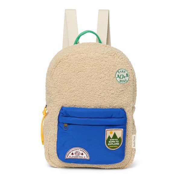 STUDIO NOOS TEDDY MIDI BACKPACK BATŮŽEK S PŘEDNÍ KAPSOU ECRU COBALT - BATOHY A TAŠKY - PRO DĚTI