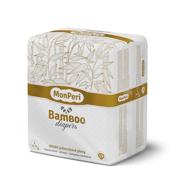 MONPERI BAMBOO L 8-13 KG- 19KS EKO DĚTSKÉ BAMBUSOVÉ JEDNORÁZOVÉ PLENKY (VELIKOST 4) - JEDNORÁZOVÉ PLENY - PŘEBALOVÁNÍ