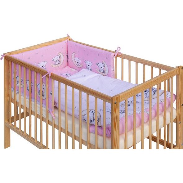 SCARLETT DĚTSKÁ POSTÝLKA S KOMPLETNÍ VÝBAVOU SCARLETT 120 X 60 CM - TORO - RŮŽOVÁ - DŘEVĚNÉ POSTÝLKY - SPINKÁNÍ