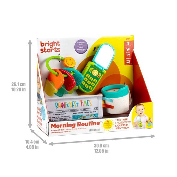 BRIGHT STARTS SADA DÁRKOVÁ PRO ROZVOJ SMYSLŮ MORNING ROUTINE™, 3M+ - SENZORICKÉ HRAČKY - PRO DĚTI