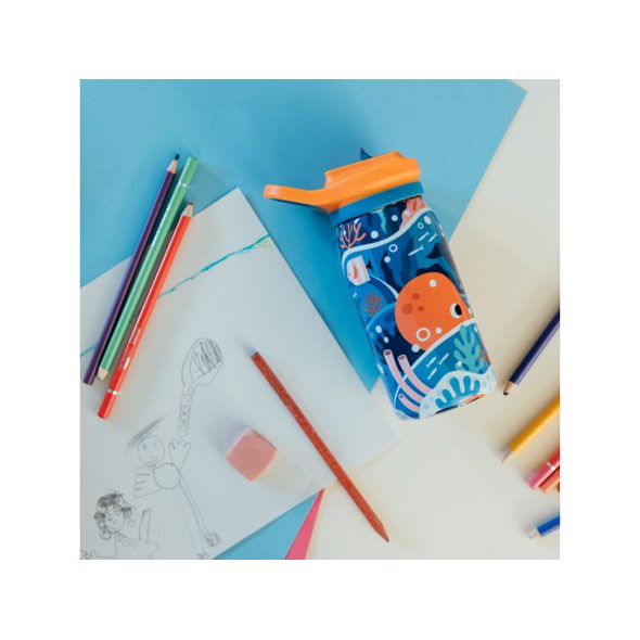 QUOKKA NEREZOVÁ TERMOLÁHEV S PÍTKEM POP KIDS OCEAN 445 ML - SPORTOVNÍ LAHVE - KRMENÍ
