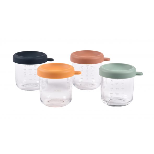 BEABA KELÍMKY NA JÍDLO SKLENĚNÉ 4X 250 ML SUNRISE - USKLADNĚNÍ JÍDLA - KRMENÍ