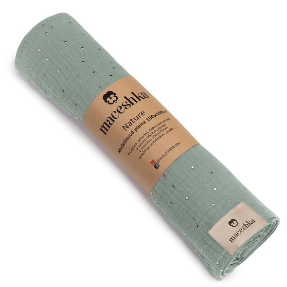 MACESHKA MUŠELÍNOVÁ PLENA NATURE SE ZLATÝM PUNTÍKEM - ZAVINOVACÍ PLENY / OSUŠKY VELKÉ - PŘEBALOVÁNÍ