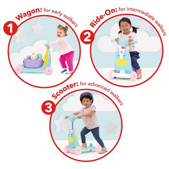 SKIP HOP ZOO ODRÁŽEDLO 3V1 RIDE-ON JEDNOROŽEC 12M+ DO 20KG - DĚTSKÁ ODRÁŽEDLA - PRO DĚTI