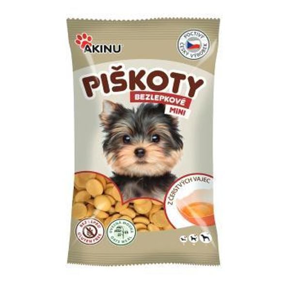 AKINU PIŠKOTY BEZLEPKOVÉ MINI PRO PSY 120G - PIŠKOTKY PRO PSY - CHOVATELSKÉ POTŘEBY MALVÍKZOO